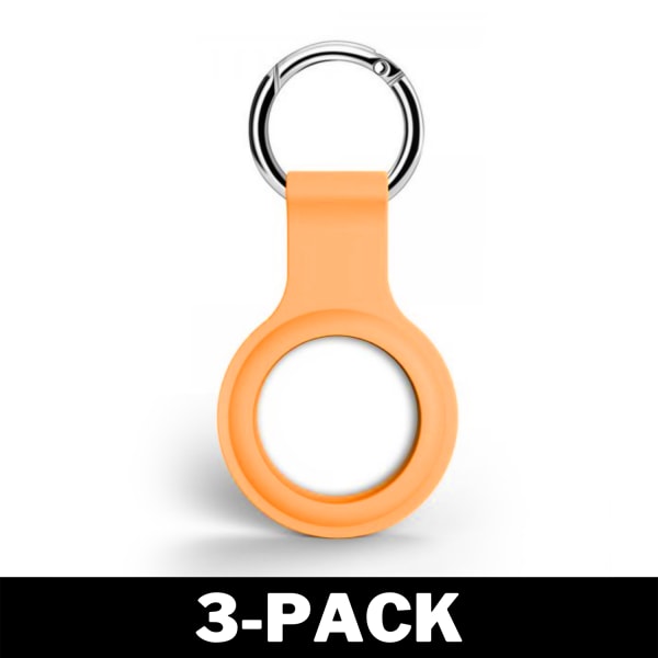 Airtag Apple Skal Silikon Med Nyckelring Orange 3-Pack