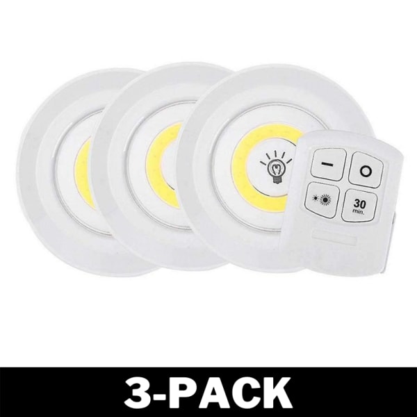 3-Pack Självhäftande LED Spotlights med Fjärrkontroll 3-Pack