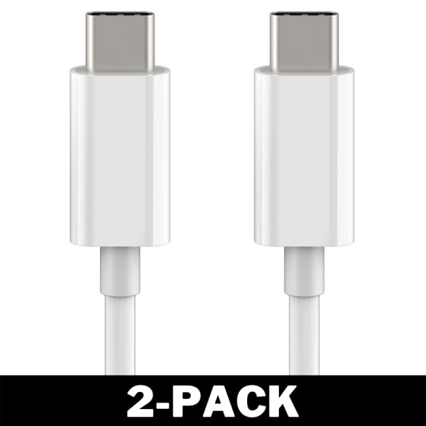 USB-C till USB-C Laddkabel 2 Meter Vit 2-Pack