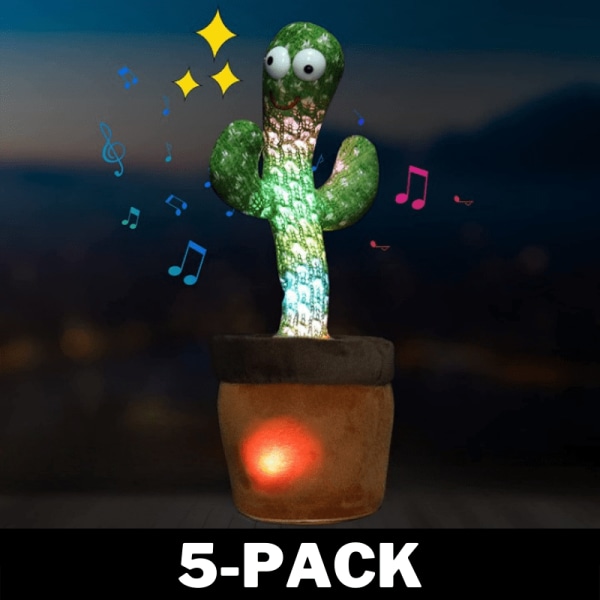 Galen Kaktus - Dansar, sjunger och härmar - LED 5-Pack