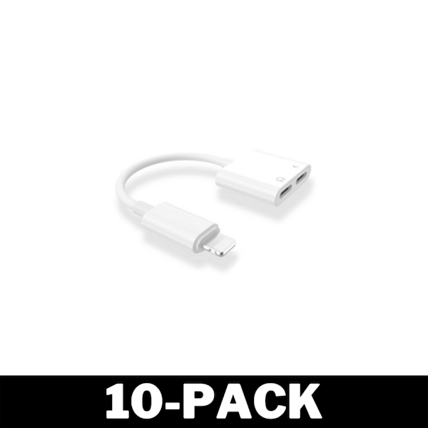 Lightning Splitter - Dual Ingång 2-in-1 iPhone Vit 10-Pack