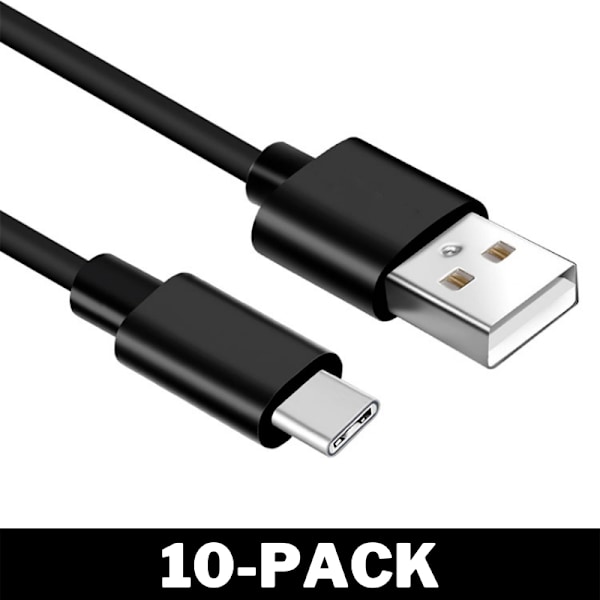 USB-C Quick Charge Snabbladdare Kabel 1M Svart 2-Pack