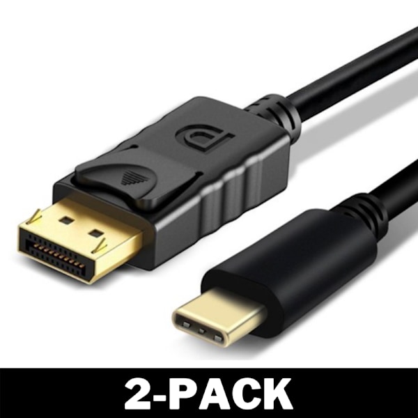 2 Meter USB-C till DisplayPort Kabel Svart 2-Pack