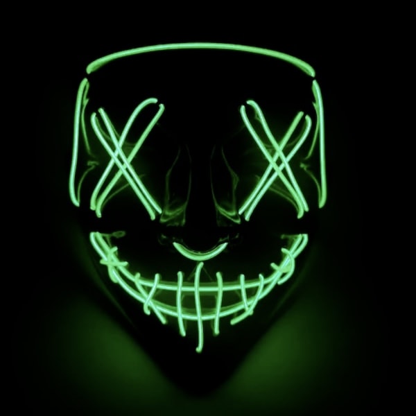 The Purge El Wire Halloween LED Mask Svart (Grön) 8-Pack