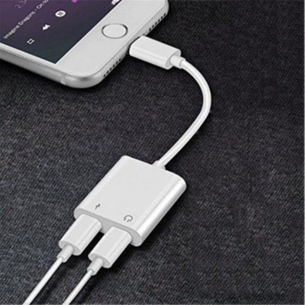 2-Pack Lightning Splitter till iPhone 2-in-1 Kabel Adapter Vit