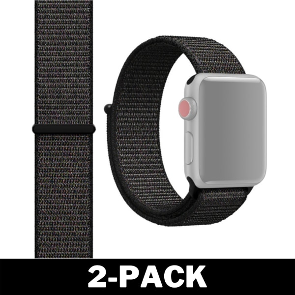 Apple Watch 38mm / 40mm Nylonarmband Svart 2-Pack