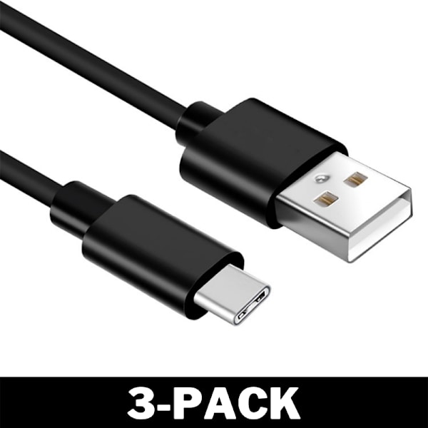 USB-C Quick Charge Snabbladdare Kabel 1M Svart 10-Pack