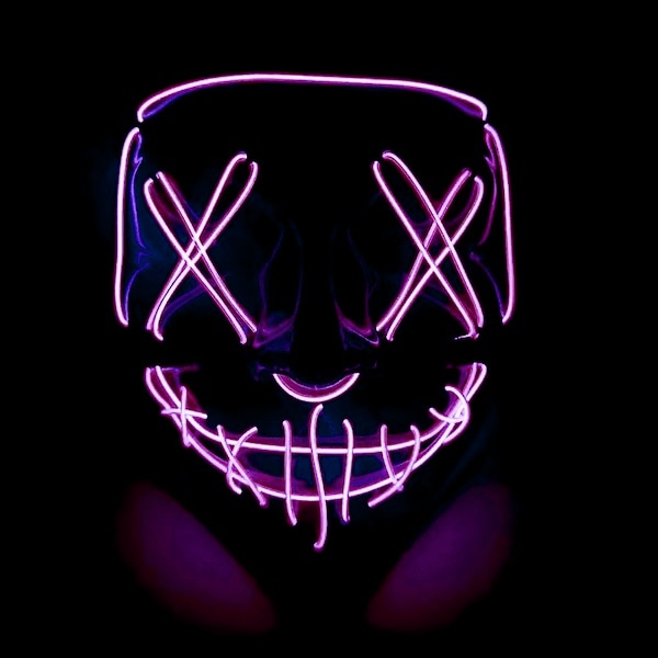 The Purge El Wire Halloween LED Mask Svart (Lila)
