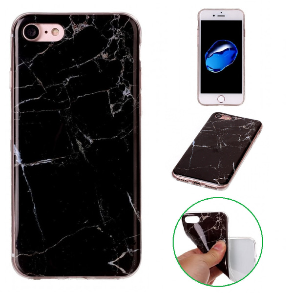 iPhone 6/6s Marmor Skal Premium TPU Svart Svart