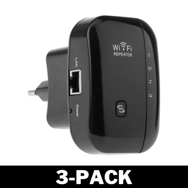 WIFI Förlängare - Förstärk din Router Svart 3-Pack
