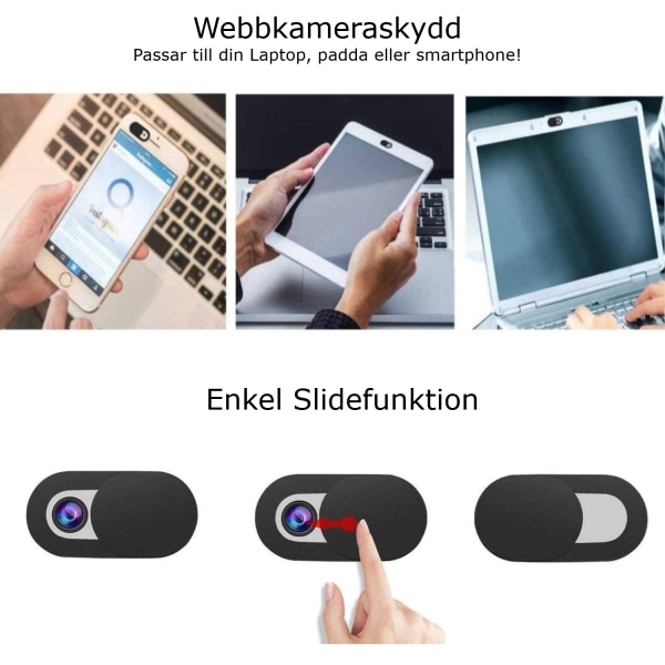 Webbkameraskydd Skydd för Laptop / iPad / Telefon Vit 5-Pack
