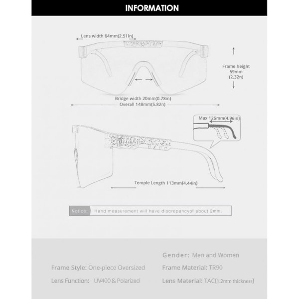 Polariserade Sportsolglasögon Unisex Metallic Black (C8)