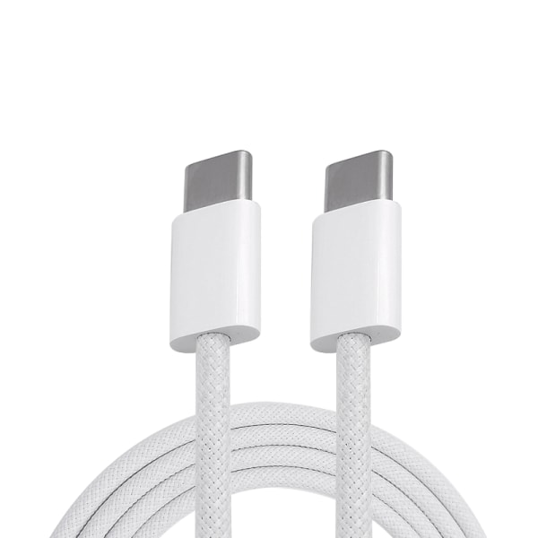 Snabbladdningskabel USB-C till USB-C Nylonflätad Vit 1M 1-Pack