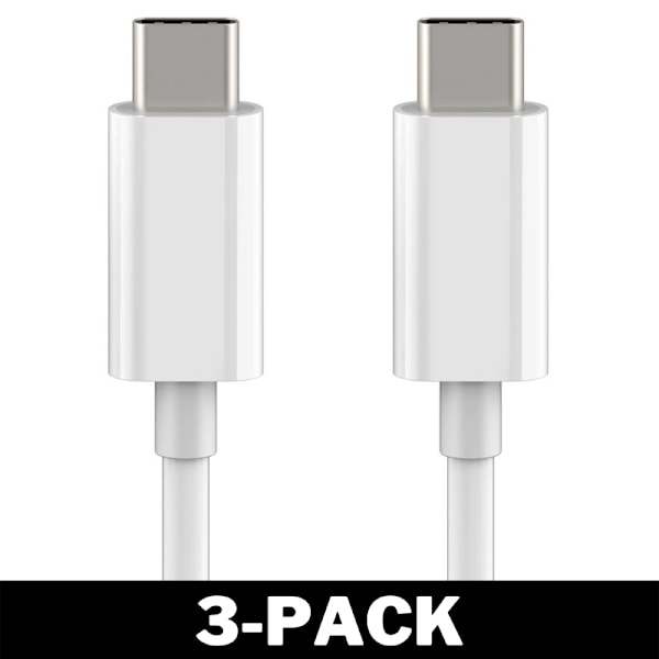 USB-C till USB-C Laddkabel 2 Meter Vit 3-Pack