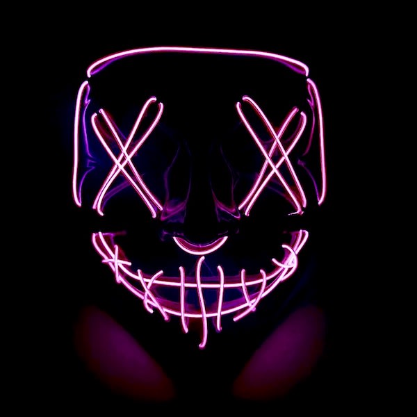 The Purge El Wire Halloween LED Mask Flera Färger Rosa 2-Pack
