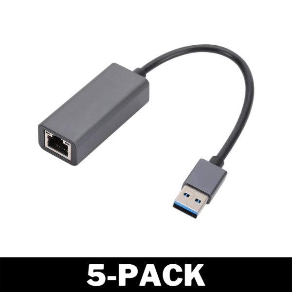 100 Mbps USB till Ethernet Adapter Svart - Flerpack 5-Pack