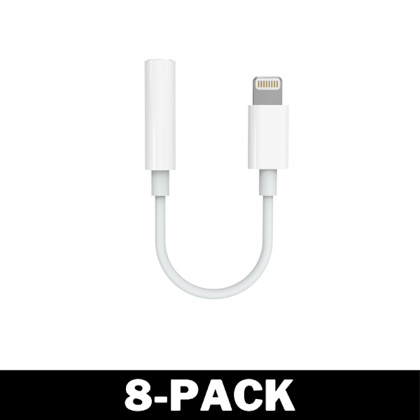 Lightning till AUX Adapter - Mikrofonkompatibel - Vit 8-Pack