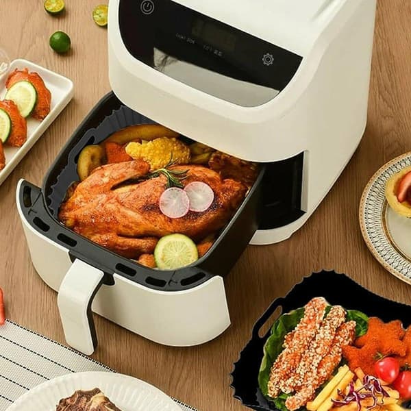 Airfryer Silikonekurv Foring Non-Stick Genanvendeligt Bageudstyr Blå