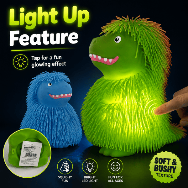 16 cm Lysande Lurvig Dinosaurie Squishy Leksak, Mjuk TPR Sensorisk Kläm Fidget Leksak, Stresslindrande Present för Barn, Grön Random One Piece