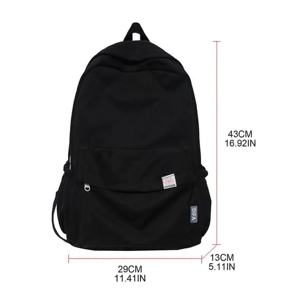 Hvit Canvas Laptop Skolesekk for Jenter med Flere Lommer
