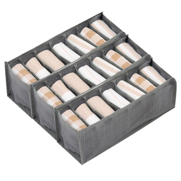 3-pack strumpor underkläder organizer avdelare, hopfällbara skåp garderob förvaringslådor