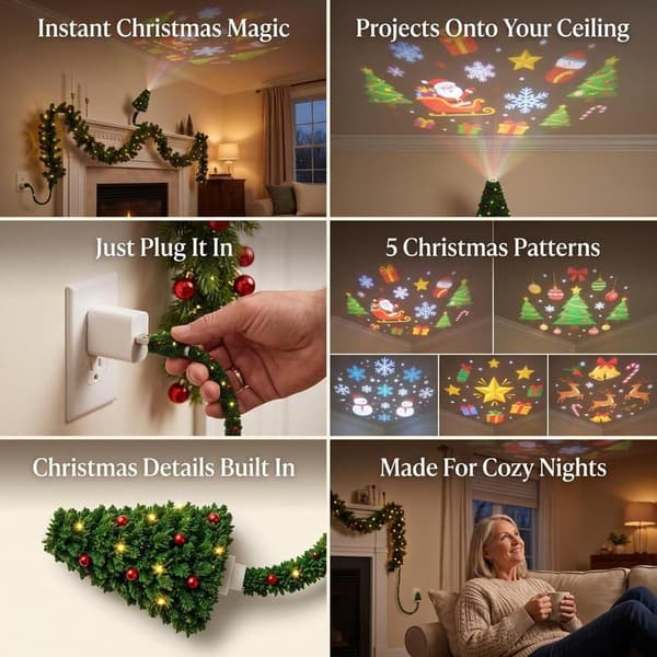 Julprojektorlampa, Plug and Play HD USB-projektor för julgran