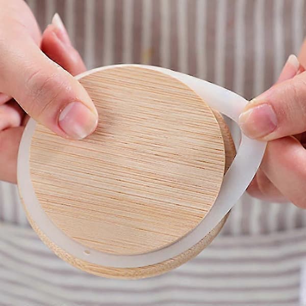 10 st bambu trälock glasburk lufttät behållare köksförvaringsflaskor burkar matbehållare te C