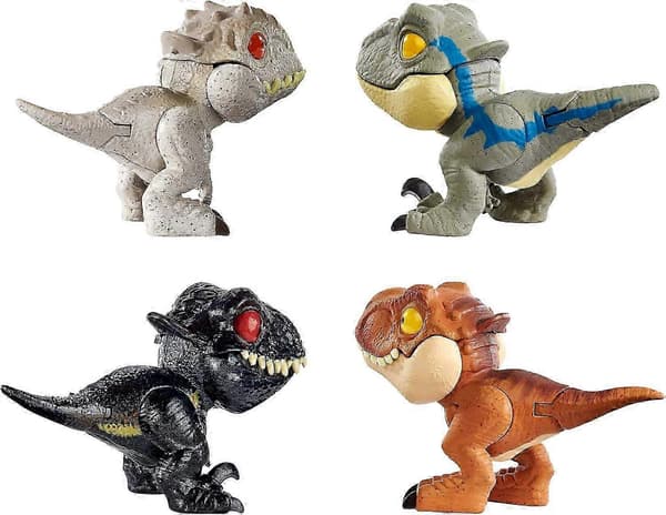 Dinosaurfigurer 6-pak med snap-on ryg til rygsække og tasker