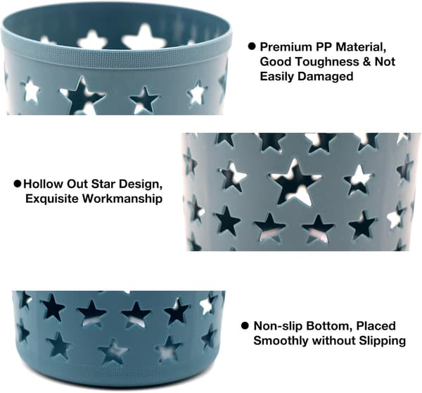 4-delt sett pennholder kopp hul stjerne pennholder multifunksjonell sminkebørsteholder skrivebordsoppbevaring stasjonær oppbevaringsboks med notater