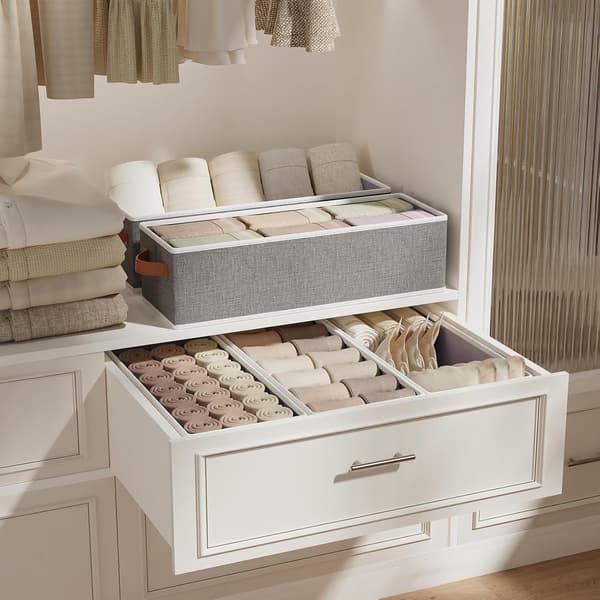 Sæt med 1 skuffeorganizer, opbevaringsboks til undertøj, kurve til sokker, grå, 38x15,5x13cm