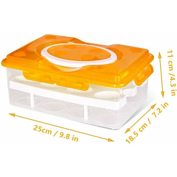 Äggförvaring i plast, äggförvaringslåda, kylskåpsäggbehållare, praktisk äggförvaring i plast, för hemköksförvaring skyddar ägg (orange)