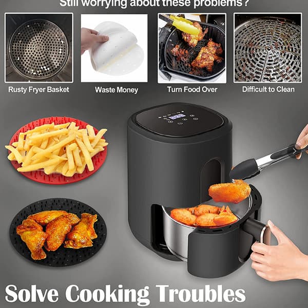 De originale gjenbrukbare airfryer-formene - Silikon av matkvalitet | Airfryer-tilbehør (20 cm rund)