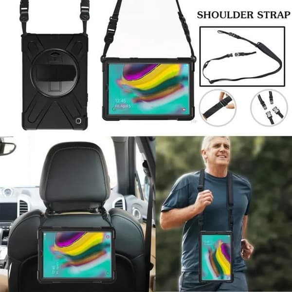 Samsung Galaxy Tab A 10.1 2019 Cover - 360° Roterbart Stativ - Skulderrem - Justerbart Håndtag