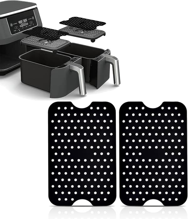 Airfryer-tilbehør, silikonformer til airfryer, dobbel kurv A