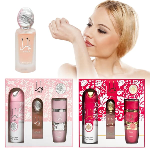 Arabisk Parfyme Lattafa Yara 3-delt Sett Romantisk Gave til Kvinner pink 1pcs