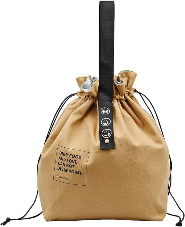 Isolert matpose (Khaki), 30*21cm matpose i bomull, bærbar matpose, sammenleggbar pose, R