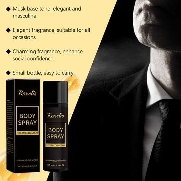 Roxelis Body Spray til Mænd Langvarig Let Duft Frisk Duft Hals og Håndled Niche Mild Bærbar Parfume