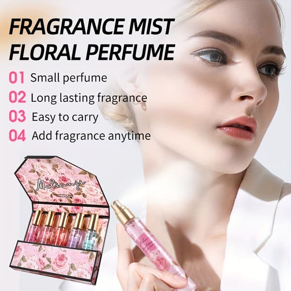 Blomsterparfumesæt til kvinder, langtidsholdbar frisk duft, bærbar flydende Eau de Parfum til hverdagsbrug og dates