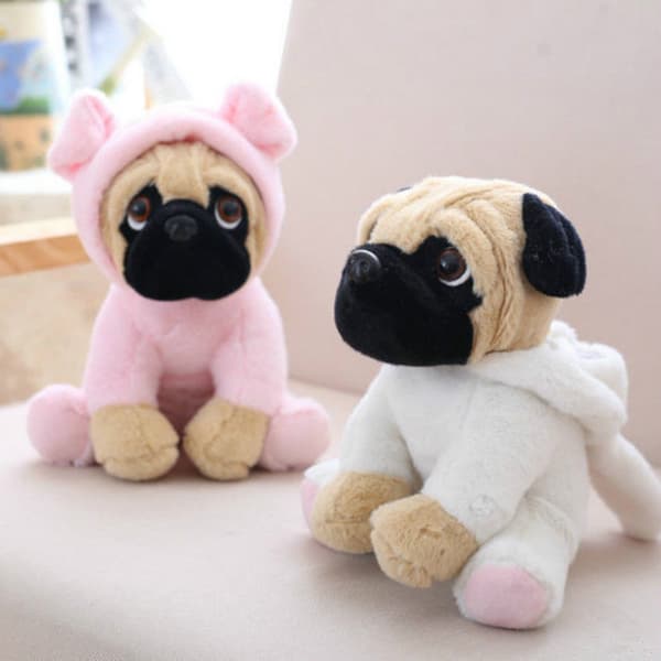 Store plysdyr 8 mops hunde i 7 kostumer Kælen blødt legetøj Bamse Dinosaur