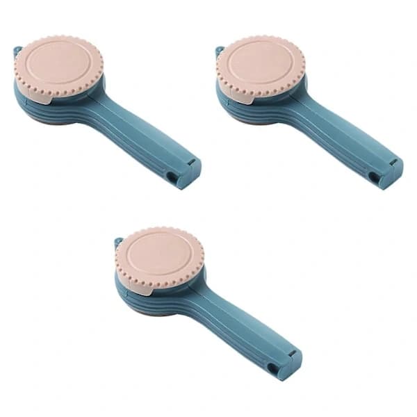 3-pack återanvändbara PP-hällpipsklämmor för matpåsar för snacks, kaffebönor, nötter, köksförvaring mörkblå 20,5 cm