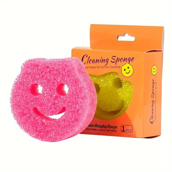 3 nye køkkenopvaskebørster med rund blomsterformet smiley-svamp til kommerciel og husholdningsbrug. Assorted Varieties 3pcs