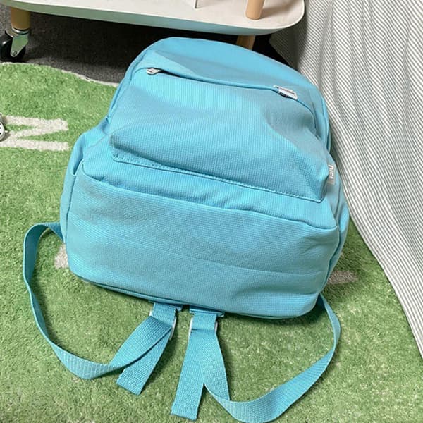 Hvit Canvas Laptop Skolesekk for Jenter med Flere Lommer