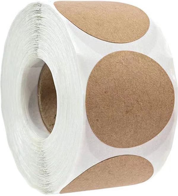 Kryddburketiketter i kraftpapper, självhäftande, 5 cm, för köksförvaring