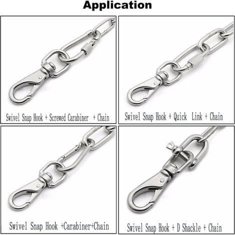 Roterbara snäpphakar i rostfritt stål, 69 mm längd, 360° roterbara snäpphakar för hundhalsband, silver