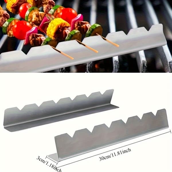 2 stk. grillstativsett i rustfritt stål, multifunksjonell grillspydholder, antideformasjonsgrillstativ for kjøkken, hage, camping, utendørs