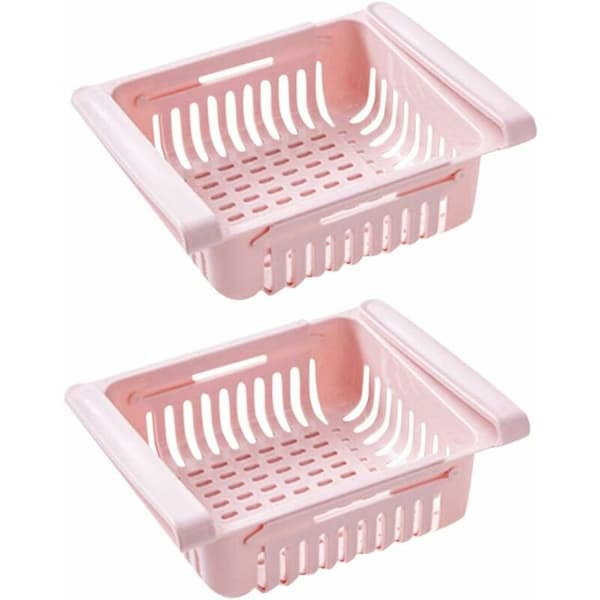 Kylskåpsförvaringslåda, kylskåpsförvaringshylla, kylskåpsförvaringslåda, hemförvaring (2 st, rosa)