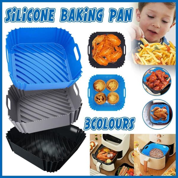 Airfryer Silikonkurv Fôr Non-Stick Gjenbrukbart Baketilbehør Blå