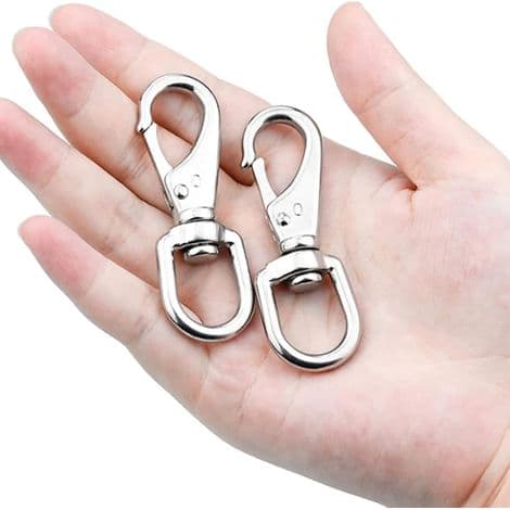 Roterbara snäpphakar i rostfritt stål, 69 mm längd, 360° roterbara snäpphakar för hundhalsband, silver