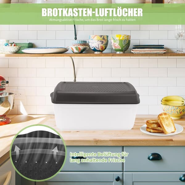 Hvid boks med sort låg - brødboks køkkenopbevaringsboks