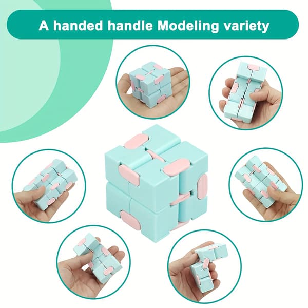 Infinity Cube Fidget Legetøj, Sammenfoldelig Flip Puzzle Cube til Stresslindring, Håndholdt Skrivebord Sanselegetøj, Blandede Farver, Gave til Børn og Voksne 1pcs